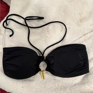 Victoria's Secret Black Bikini Top / Bandeau Halter Swimsuit w Gold Charms